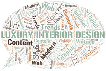 Luxury Interior Design word cloud. Wordcloud made with text only.