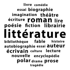 Littérature nuage de mots. Genres littéraires.