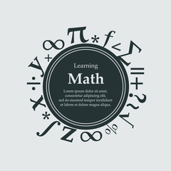Learning math banner cover template for education needs, with math elements. vector illustration