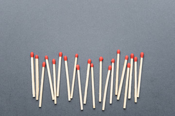 Many matches on grey background