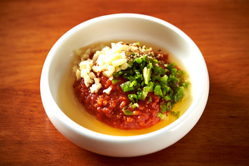 Korean chili paste sauce with sesame and spring onion