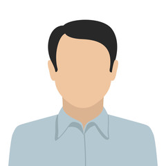 Black-haired Caucasian man in shirt. Abstract male avatar. Vector illustration.