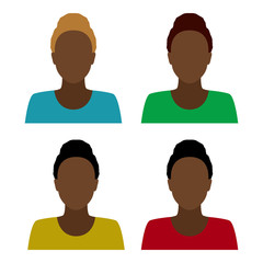 African American woman. Set of abstract female avatars. Vector.