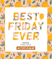 Sale print with beautiful Summer background and trendy lettering. Good template for web, card, poster, sticker, banner, invitation, flyers. Vector illustration