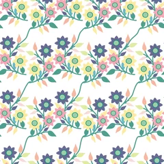 Zelfklevend Fotobehang Flower composition, with colorful leaves, in a seamless pattern © Andreea Eremia 