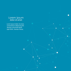 Abstract connect technology with polygonal shapes on blue background. Vector design