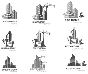 Building icon set. Abstract architecture