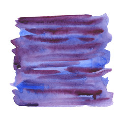 Illustration watercolor stain background on white background gradient from violet to blue with drops of dark blue. purple blue stripes