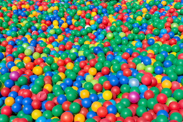 Fototapeta na wymiar Many colorful children's plastic balls of small size