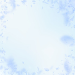 Fototapeta na wymiar Light blue flower petals falling down. Glamorous r
