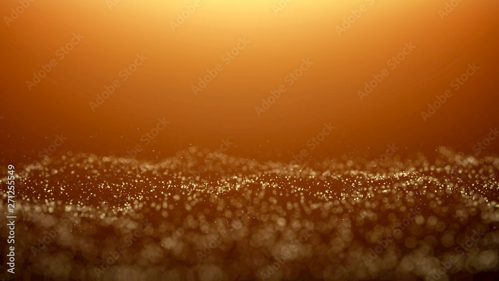 Aufkleber golden particle bokeh with warm light
