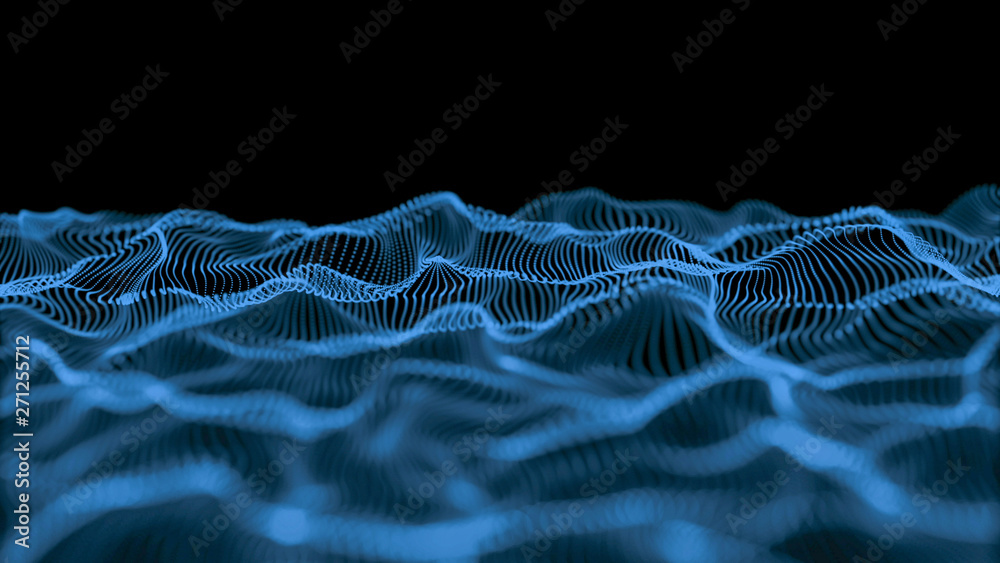 Aufkleber blue particle wave bokeh background and texture