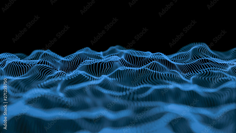 Aufkleber blue particle wave bokeh background and texture