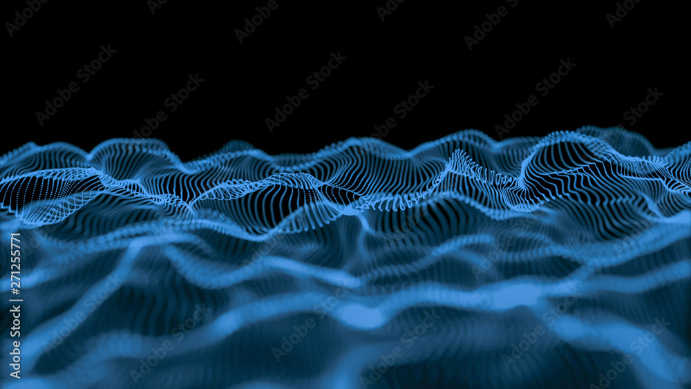 Aufkleber blue particle wave bokeh background and texture