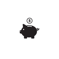 Piggy bank icon vector with dollar coin and moneybox flat sign symbols logo illustration isolated on white background.Concepts for business banking,saving,accumulation money,budget finance