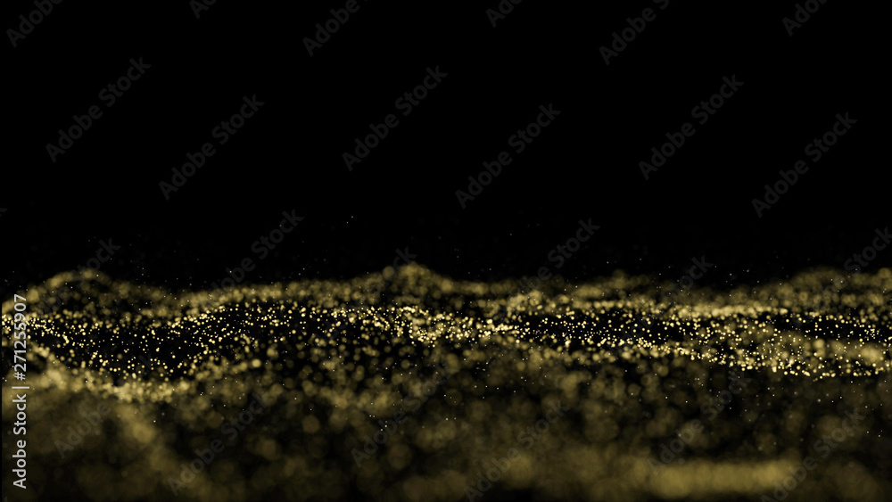 Aufkleber golden particle bokeh, illustration particle wave background