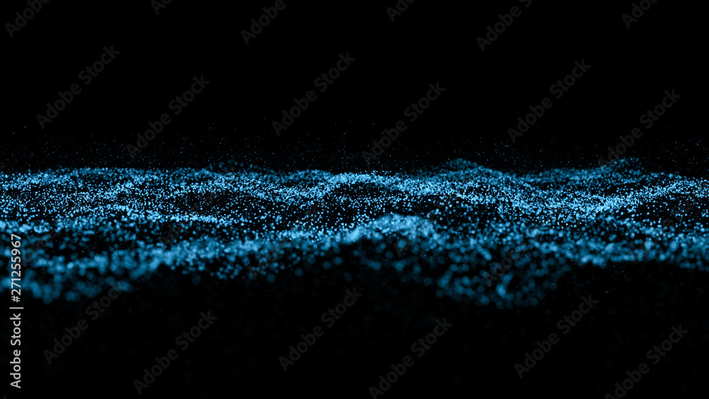 Aufkleber blue particle wave bokeh background and texture