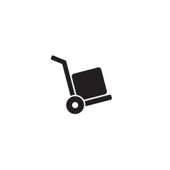 Vector icon cart with box on white. handcart