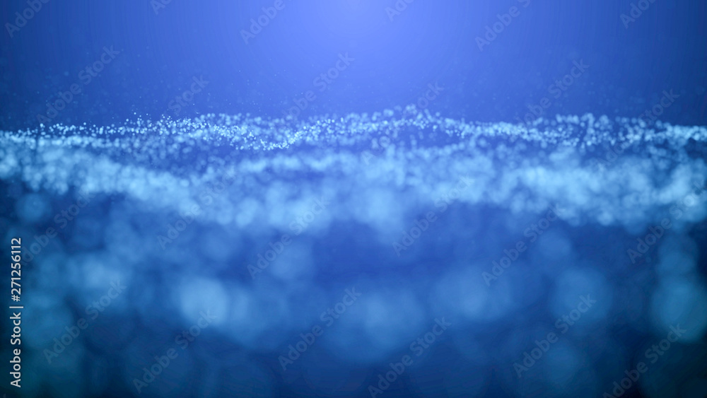 Aufkleber blue particle wave bokeh background and texture