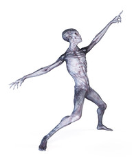 3d rendered illustration of a grey alien