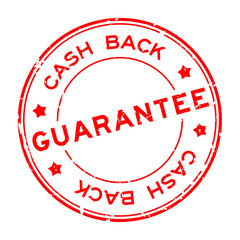 Grunge red guarantee cash back word round rubber seal stamp on white background