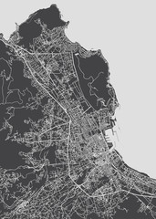 City map Palermo, monochrome detailed plan, vector illustration