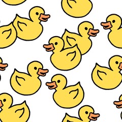 Rubber duck. Yellow duck background. Seamless yellow duck texture. Seamless vector.