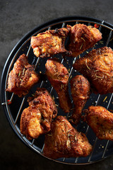 Drumstick fried chicken with seasoning and herb