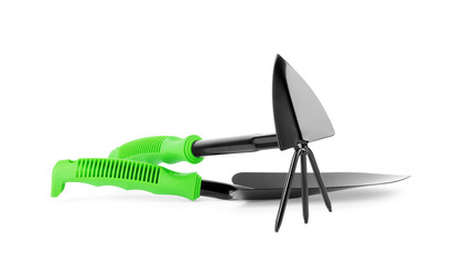 Set of gardening hoes isolated on a white background