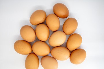 group of eggs on white background