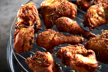 Drumstick fried chicken with seasoning and herb