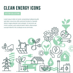 Vector template with place for text and isolated icons set on the theme of green energy