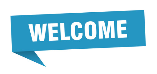 welcome 3d speech bubble sign