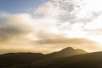View of mountain and blue sky with white cloud