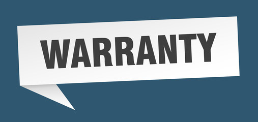 warranty 3d speech bubble sign