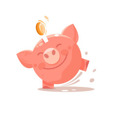 Piggy bank with coin. Icon saving or accumulation of money, investment