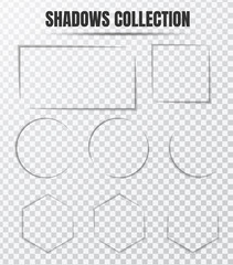 Realistic shadow effect vector set Separate components on a transparent background