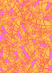 Banana leaves tropical seamless pattern. Background with tropical leaves. Exotic print for swimsuits. Floral seamless pattern.