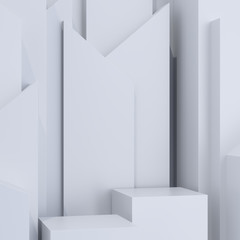 Modern abstract colorful mockup on light backdrop. Exhibition platform. Business success. Concept background. Abstract composition. Modern background. Exhibition stand. 3d illustration