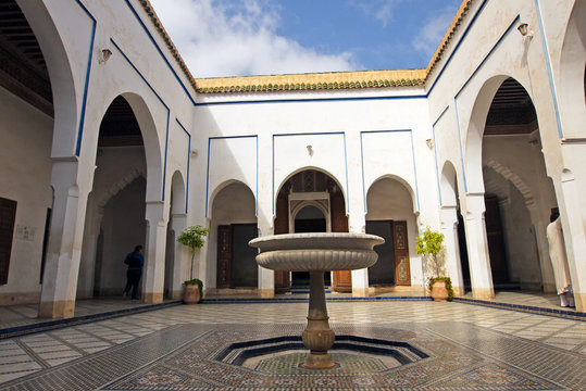 Courtyard with fountain, Bahia Palace, Marrakesh, Morocco