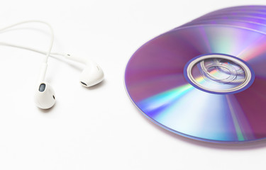 cd ,dvd disks with headphones