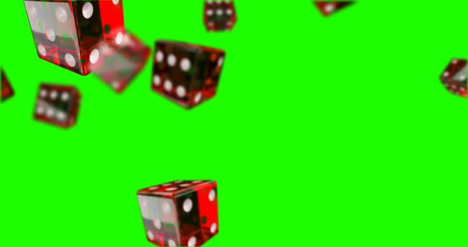 dices falling green screen