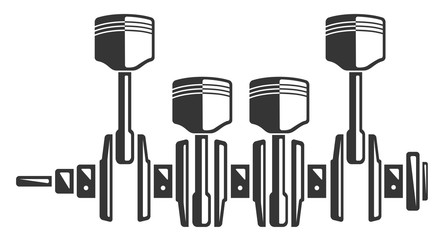Motor pistons and crankshaft