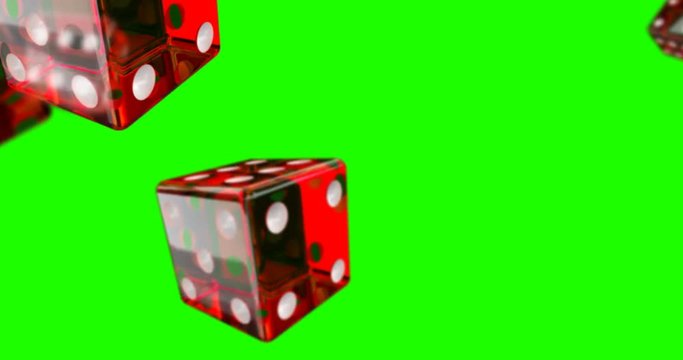 dices falling green screen