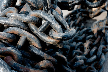 powerful black chain with traces of rust