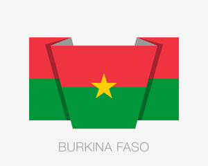 Flag of Burkina Faso. Flat Icon Waving Flag with Country Name on White