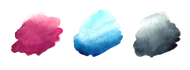 Set of watercolor stains with watercolour paint stroke