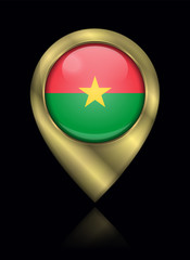 Flag of Flag of Burkina Faso. Vector Sign and Icon. Location Symbol Shape. Gold