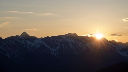 beautiful sunrise over the alps in austria