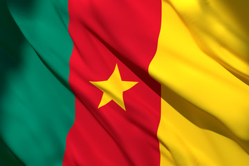 3d rendering of Cameroon flag